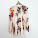 Free People  Meadow Lark Blouse Button Front Shirt Cream Floral Long Sleeve XS Photo 2