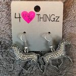 Rhinestone horse earrings, new Photo 0