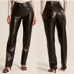 Abercrombie & Fitch Abercrombie The 90s Straight Ultra High Rise Black Vegan Leather Pants Photo 1