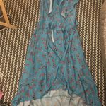 Parker  - Robin Egg Blue & Orange Floral Ruffled "Prairie" Maxi Dress Sz small Photo 8