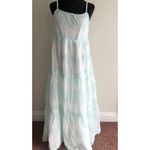 Aerie Light Blue Sleeveless Maxi Dress Adjustable Straps & Tiered Skirt Large Photo 1