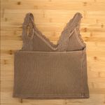 American Eagle  Size Extra Small XS Women's Teen Girl Lace Trim Ribbed Tan Top Photo 1