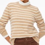 J.Crew Heather Mushroom Ivory Striped Crewneck Sweater in extra-soft yarn Photo 0