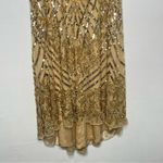 Mac Duggal 4715 Size 4 Embellished Fringe Cap Sleeve Trumpet Gown, Light Gold Photo 8