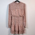 AQUA  Smocked Mini Dress Bloomingdales Smocked Longsleeve Ruffle Women Size Small Photo 3