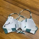 Shade & Shore  Lightly Lined Bikini Top‎ Womens Size 36B Green White Striped NWT Photo 1
