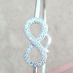 Rhodium Plated CZ Infinity Bangle Bracelet Silver Photo 0