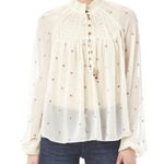 Free People  Ready To Run Smoked Blouse Semi Sheer Studded Photo 0