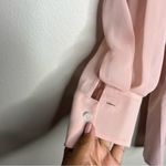 Blush Pink Sheer‎ 3/4 Sleeves Stretch Button Front Shirt M Size M Photo 2