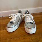 Dirty Laundry  1990 Record Metallic Silver Platform Sneakers Shoes Size 10 GUC Photo 3