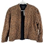 Something Navy Macaroon Leopard Black Combo Reversible Quilted Coat Size Large Photo 2