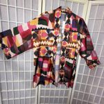 Soft Surroundings Margot Open Front Cardigan Kimono Geo Satin Art to Wear S/M Photo 1