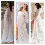 Pinkblush Purple Lace Off The Shoulder Draped Maternity Photoshoot Gown Sz.S NWT Photo 4