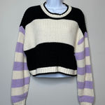 American Eagle  Striped Multicolor Cropped Crewneck Sweater Women's Small Photo 0