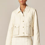J.Crew  Cropped Barn Jacket in ripstop cotton in Ivory Lace Size XS NWT Photo 0