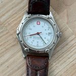 Wenger S.A.K. Edition Watch Stainless Case White Dial Brown Leather Date Window Silver Photo 3