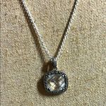 Nice VTG Sterling Silver Marcasite & Quartz Pendant Necklace 16" Photo 0