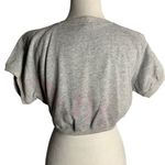 Vintage 80s Cropped Short Sleeve Sweatshirt L Grey Crewneck Drawstring Stars Size L Photo 4