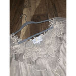 Bella France Silk Floral Anthropologie Top Italy casual fall blouse embroidered Gray Size M Photo 3