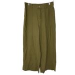 Joie  Linen Blend Pants Women S Olive Green Wide Leg Cropped Beachy Coastal Photo 2