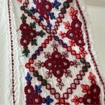 Max Studio  White V-Neck Tank Top with Red Embroidery Details, Size S Photo 2