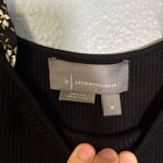 Anthropologie By Woven Ruffle Sleeve Sweater Black White Floral Medium Party Photo 4