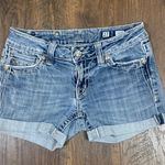 Miss Me Thick Stitching Rolled Cuffed Bedazzled Jean Shorts Photo 0