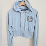 Hello Kitty Forever 21  and Friends x Forever 21 Blue Velour Hoodie Rhinestone Photo 0