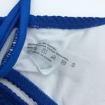 Womens Bikini Top Scoop Neck Textured Removable Cups Blue S Photo 2