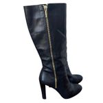 Banana Republic  Black Leather Knee High Boots Gold Zip Size 9M Photo 1