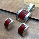 Vintage Mexico 925 Silver Red Jasper pendant and earrings. Photo 0