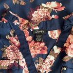 Justify  Floral Navy Blue V Neck Long-sleeve Top, Small Photo 3