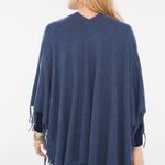 Chico's  Denim Blue Lace Up Fringe Knit Poncho OS Photo 4