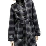 Jones New York Wool Blend Plaid Pea Coat L Photo 0