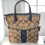 Coach Crossbody Signature Foldover - Khaki/Navy F23304 Jacquard Tote Photo 1
