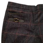 Coach  Women's 32 Horsebit Pocket Flare Trouser Pants Dark Plaid Wool Tweed‎ Photo 1
