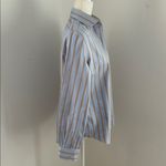 Faconnable Striped Blue and Tan Cotton Button Down sz M Size M Photo 2
