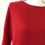 Wonderland by Orange Brick Red Orange Rib Knit Long Sleeve Dress Keyhole Back Photo 6