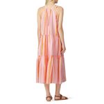 Club Monaco Amirra Dress Women's 10 Pink Striped Silk Sleeveless Midi Tiered RTR Photo 1
