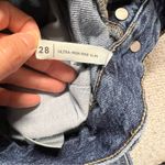 PacSun  Medium Wash Ultra High Rise Busted Knee Distressed Slim Straight Jeans 28 Photo 4