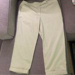 Talbots  Green and White Striped Cuffed and Cropped Pants Size 16 Like New Photo 0