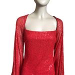 Lucy in the Sky Red Sequin Long Sleeve Mini Dress Photo 2