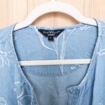 Velvet Heart Womens Chambray Dress Size L Blue Floral Boho Cottage Romantic Photo 3