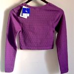 JoyLab NWT Women’s Mulberry Cropped Long Sleeve Textured Athletic Workout Top Photo 5