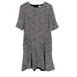 LK Bennett Cynthia Tweed Dress Pockets Flounce Hem Black White Size 8 EUC Photo 1