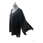 Premise Studio  Black Gold Eyelet Vneck Blouse Plus Size 2X Pullover 3/4-Sleeve Photo 3