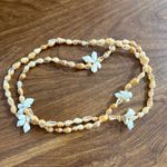 Shell Necklace With‎ Flower Details, Tropical Vacation Beachy Summer Style 30" Tan Photo 11