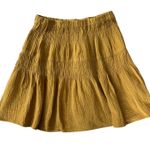 Madewell Double Gauze Smocked Mini Skirt Sz XS Antique Gold Sustainable Bohemian Photo 1
