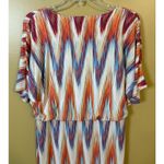 Chico's Ikat Multi Diamond Print Blouson Dress Size 8 (1) Photo 4