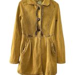 3 Doves Mustard Yellow Fleece Lined Boho Cottagecore Button Jacket Coat M Size M Photo 1